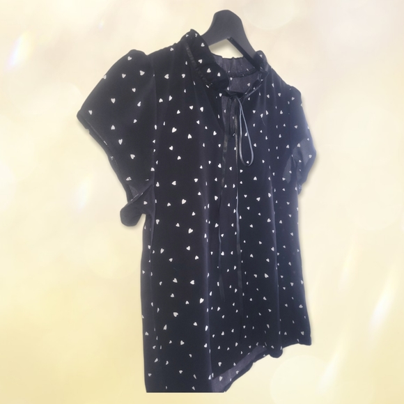 Black & White All Over Hearts Blouse - Picture 3 of 6